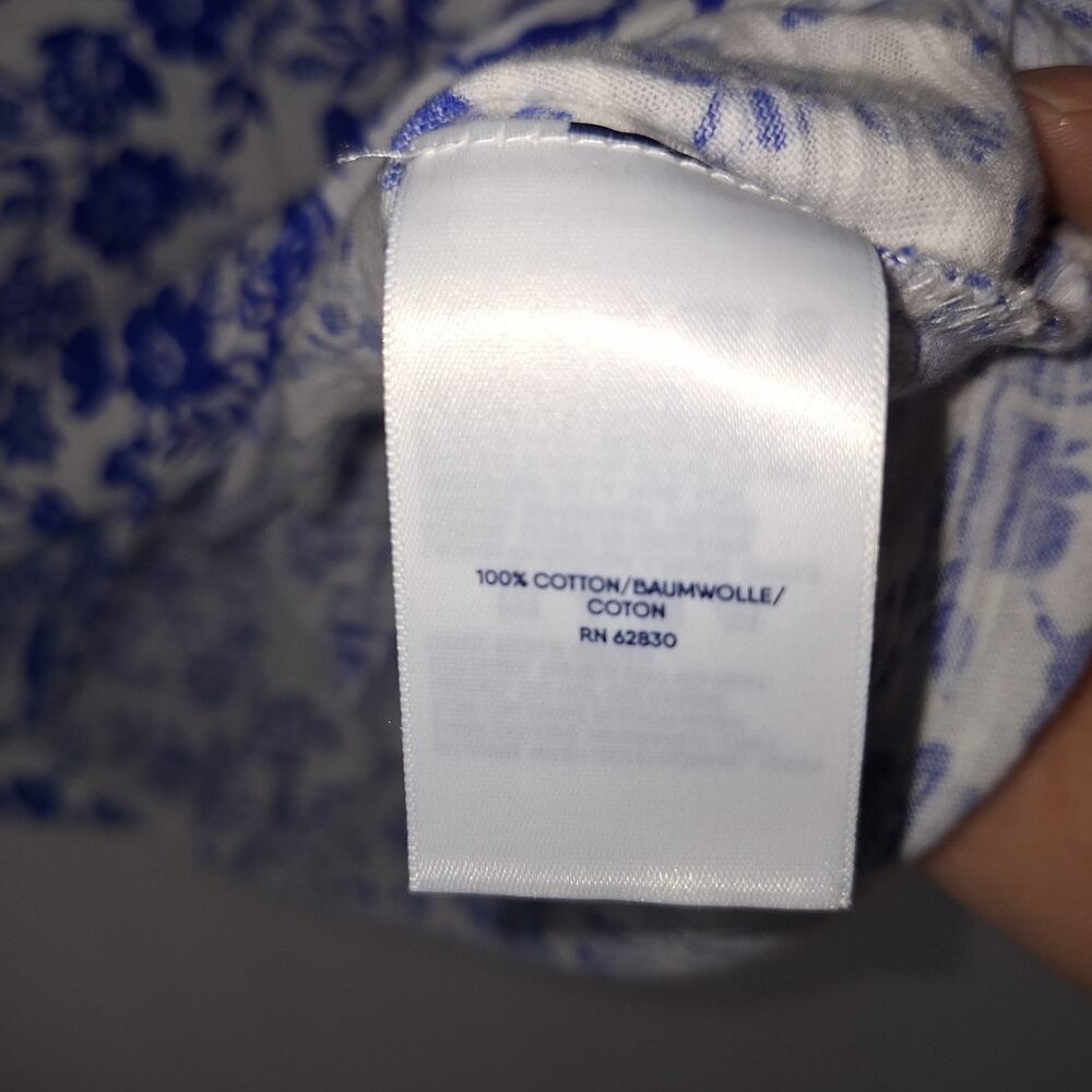 Lands End Tunic Womens Sz M Blue Floral Damask Pattern Peasant Top Boho Chic EUC - Picture 4 of 12
